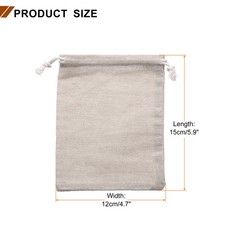 12 4.7×5.9″ Cotton Drawstring Bags, Beige for Storage