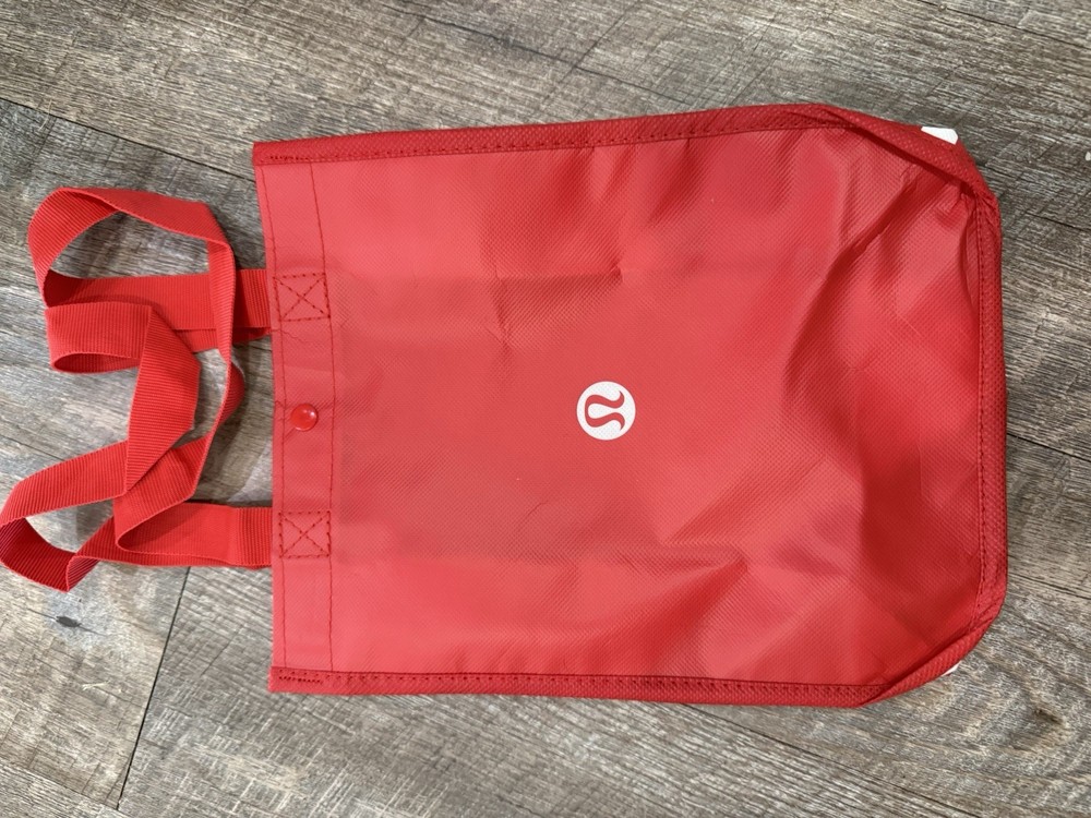 Lululemon Small Red Shopping Bag Tote with White Logo, New