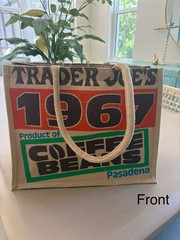 Trader Joe’s Jute 1967 Coffee Beans Pasadena Design 9 Gallon Tote Bag NWT