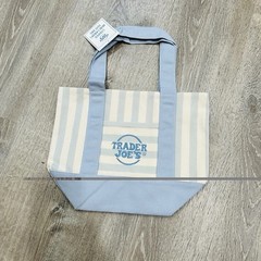 TRADER JOE’S MINI PASTEL STRIPE CANVAS TOTE BAGS SET Of 4 PINK BLUE GREEN BEIGE