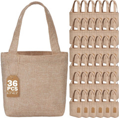 36 Pcs Mini Burlap Tote Bags with Handles Reusable Burlap Gift Bags with Tags Sm