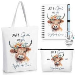 Sinmoe 5 Pcs Highland Cow Gift Set Women 13.39 x 15.75 x 3.94 inches, Blue