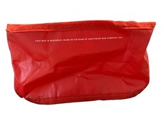 Lululemon Reusable Shopping Bag Handle Tote Red White Small Snap 11”x 9”