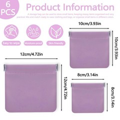 Bagentry 6 Pieces PU Leather Snap Closure Organizer 4.7″ x 4.7″, purple