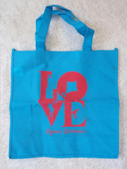 LOVE ALGOMA WISCONSIN BLUE TOTE SHOPPING GROCERY BAG REUSABLE 13 x 5 x 13 TALL