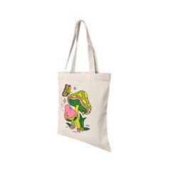 14-1/2″L x 15-1/2″ Reusable Canvas Grocery Bag Shopping Mushrooms Butterfly Tote