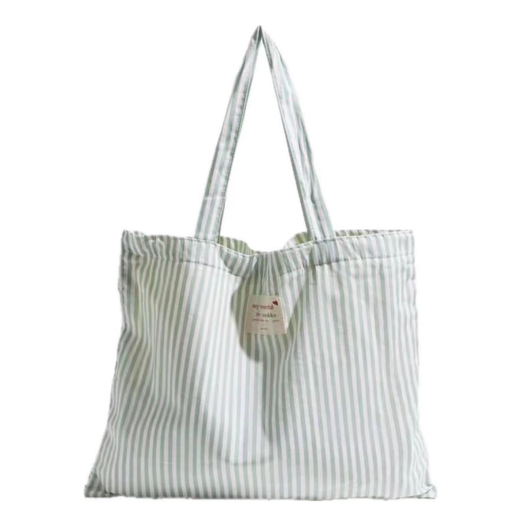 solid color, cotton striped reusable grocery handbag, large size, suitable fo…