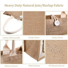 8 Pcs Burlap Tote Bags Bulk Large Jute Tote with Handles Reusable Canvas Gift…