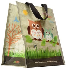 5 Pack Laminated Mini Woven Reusable Grocery Shopping Bags Recycled Eco Tote