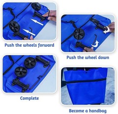2 In 1 Folding Shopping Bag With Wheels, Lightweight Shopping Trolley Multi-col
