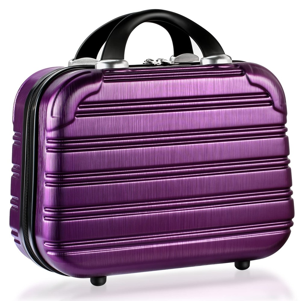 14-Inch Makeup Train Case Hardshell PC+ABS Travel Cosmetic Organizer, purple