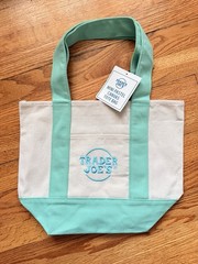 TRADER JOE’S MINI LIGHT GREEN PASTEL CANVAS TOTE BAG NWT FREE GIFT FAST SHIP 🎁