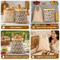 TBWHL 2 Pack Beeswax Bread Bags for Homemade Sourdough, Linen Yellow