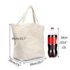 Blank Tote Canvas Bag with Zipper 3 PC 19.7×15.7 inch Bags with Handles 12 Oz…