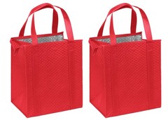 2 Pack Hannah Smart Insulated Shopping Bag, Red, Large Capacity, Heavy Duty