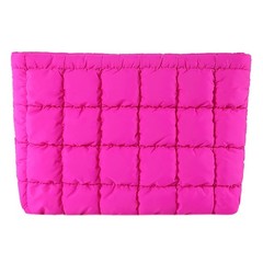 HICARRY Puffy Quilted Makeup Bag Cosmetic Bags Travel Cute Puffer Rose Red