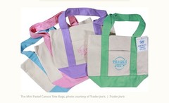 TRADER JOE’S MINI PASTEL CANVAS TOTE BAG, NEW SPRING PASTEL COLORS 4 BAGS SET