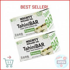 Mighty Sesame TahiniBars With Pistachio (2 Pack Total 12 Bars) 100 Calorie Bar,