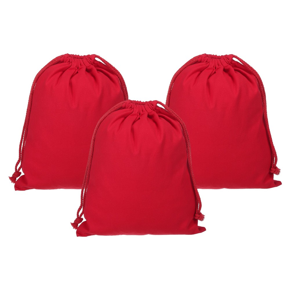 3pcs Reusable Drawstring Bags, 10×12.6″ Multipurpose Bags, Red
