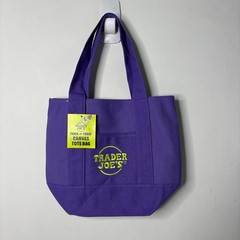 LOT 2x — Trader Joe’s Canvas MINI Tote Bag — Halloween Trick Treat Orange Purple