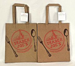 Trader Joe’s Washable Reusable Paper Grocery Brown Shopping Bag 2pc Retired RARE
