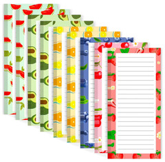 9 Pack Fruit Design Grocery List Pad for Fridge: Full Magnet Back Shopping Lists