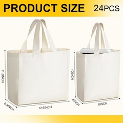 24 PC Mini Tote Bag Sublimation Blank Canvas Tote Reusable Grocery Bags DIY