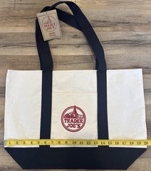 Trader Joe’s Large Canvas Tote Bag Navy Blue Straps , 20″ x 14″