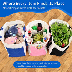 Canvas Grocery Shopping Bags, Heavy Duty Cotton Canvas Totes with Reinforced Ha