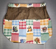 Handmade Country Kitchen Drawstring Utility Bucket Bag Tote All-Around Pockets