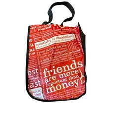 Lululemon Small Reusable Tote Bag Red White Typography Manifesto Logo Shopper