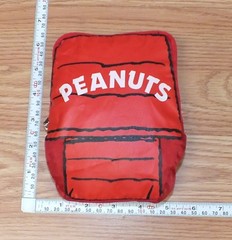 Genuine Peanuts 100% Polyester Black Red Carry Tote Bag w/ Folding Pouch *READ*