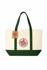 TRADER JOE’S LARGE CANVAS COTTON REUSABLE LARGE GREEN FARMERS MARKET TOTE NWT