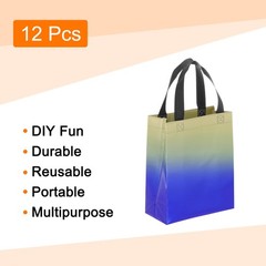 12Pcs Reusable Gift Bags with Handles 7.9 x 9.8 Inch Gradient Yellow Blue