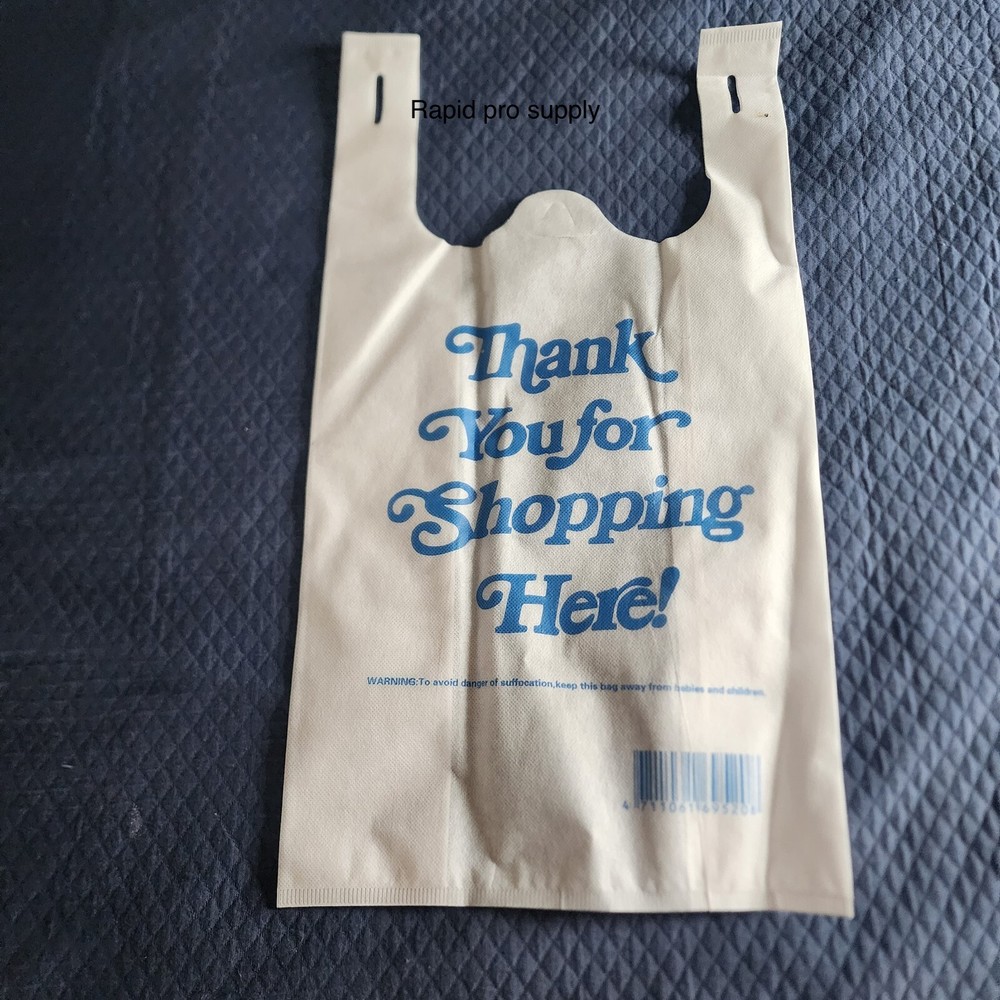 120 pcs Non-Woven Reusable heavy-duty bag White Thank You