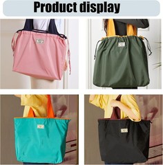 4 PC Foldable Reusable Shopping Bag 210D Nylon Waterproof Travel Grocery Tote W/