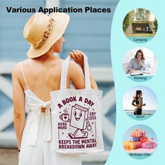 Book Lovers Gifts Canvas Tote Bag, Bookish Gifts Tote Bag for Women Men Readi…