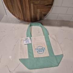Set of 2 – Trader Joe’s Mini Pastel Canvas Tote Bag- Purple & Green – Viral
