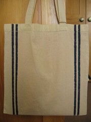 Grain Sack Striped Cotton Reusable Tote Grocery Market Bag & Pouch Set