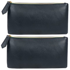 HRX Package Soft Faux Leather Cosmetic Bag, 2pcs Black Makeup Brushes