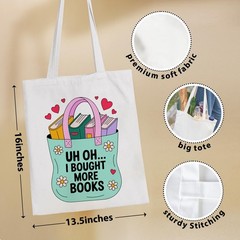 Book Lovers Gifts Canvas Tote Bag, Bookish Gifts Tote Bag for Women Reading L…