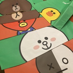 LINE FRIENDS BT21 Tata Van, BROWN CONY SALLY set of 6 reusable Bags large medium