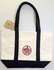NWT Authentic Trader Joe’s Large Navy Blue Tote Bag Canvas Reusable