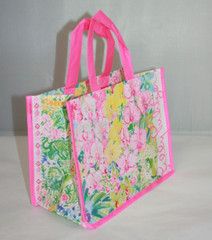 Lilly Pulitzer Flower & Cheetah Animal Reusable Tote Shopping Bag 9″X11″X6″
