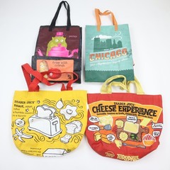Trader Joes Reusable Shopping Tote Bag (Lot of 4) Chicago Cheese Toast Graphic