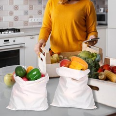 10pcs X-Large Reusable Cotton Drawstring Bags, 12×16 Inches Multipurpose Canv…