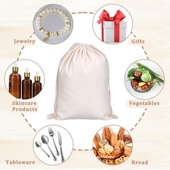 10pcs X-Large Reusable Cotton Drawstring Bags, 12×16 Inches Multipurpose Canv…