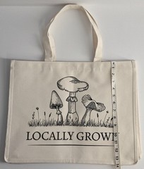 NWOT Locally Grown Mushroom Canvas Tote Bag 14×18” Crunchy Cottagecore Foraging