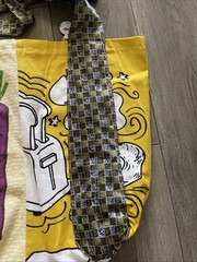 Trader Joe Tote Bag With Two Different Design Using Ties As Handles 17x13x5 1/2