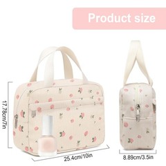 Chicarries Small Makeup Bag for Purse Cute Corduroy strawberries pink